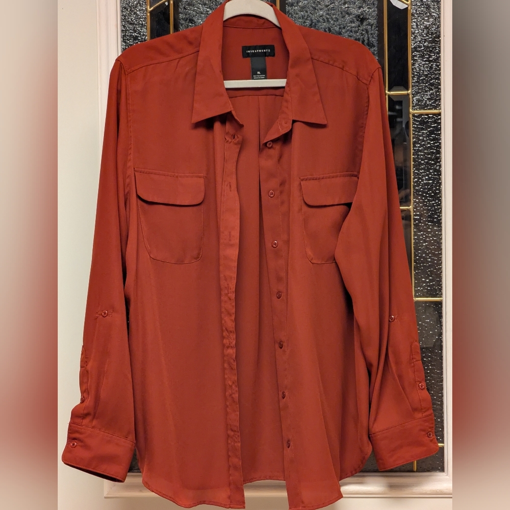 A228, Investments Women''s Terracotta Button Down Shirt